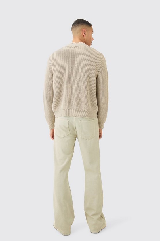 Kastiger gerippter Strick-Cardigan
