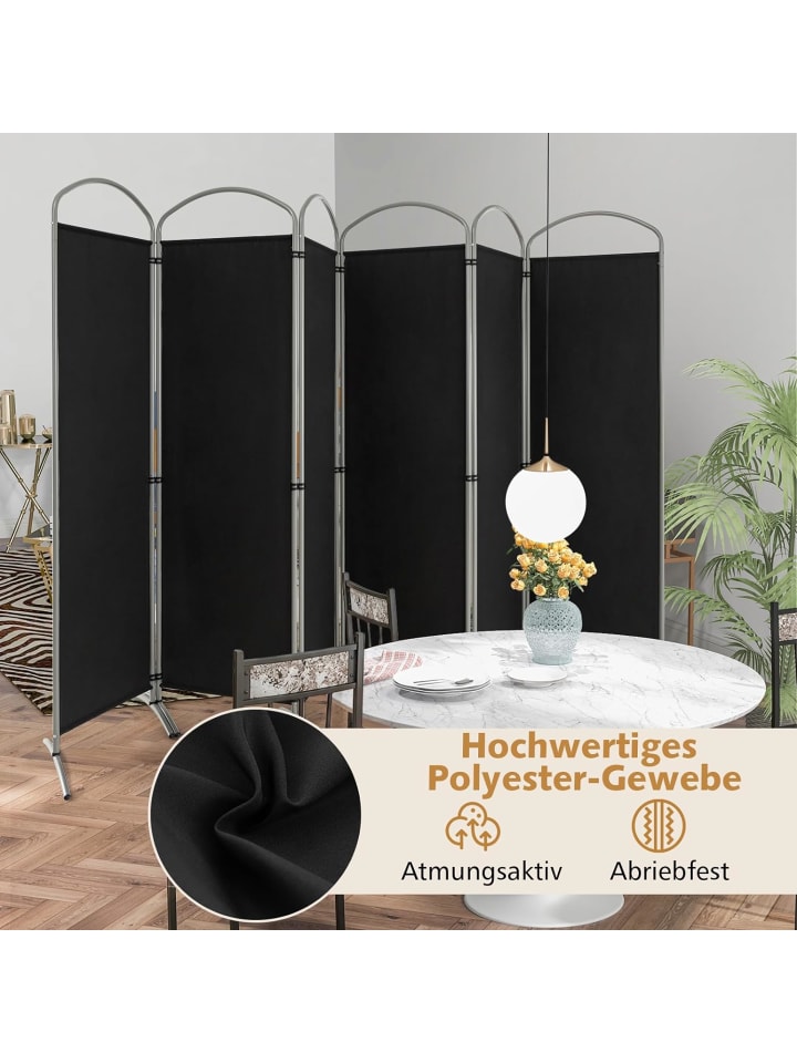COSTWAY Raumteiler 6 tlg. 188cm in Schwarz günstig kaufen onesize
