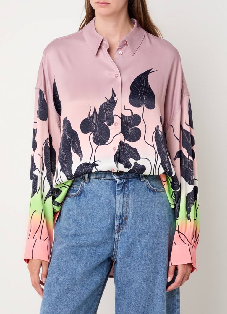 Camicetta oversize Essentiel Antwerp Gava con stampa a foglie