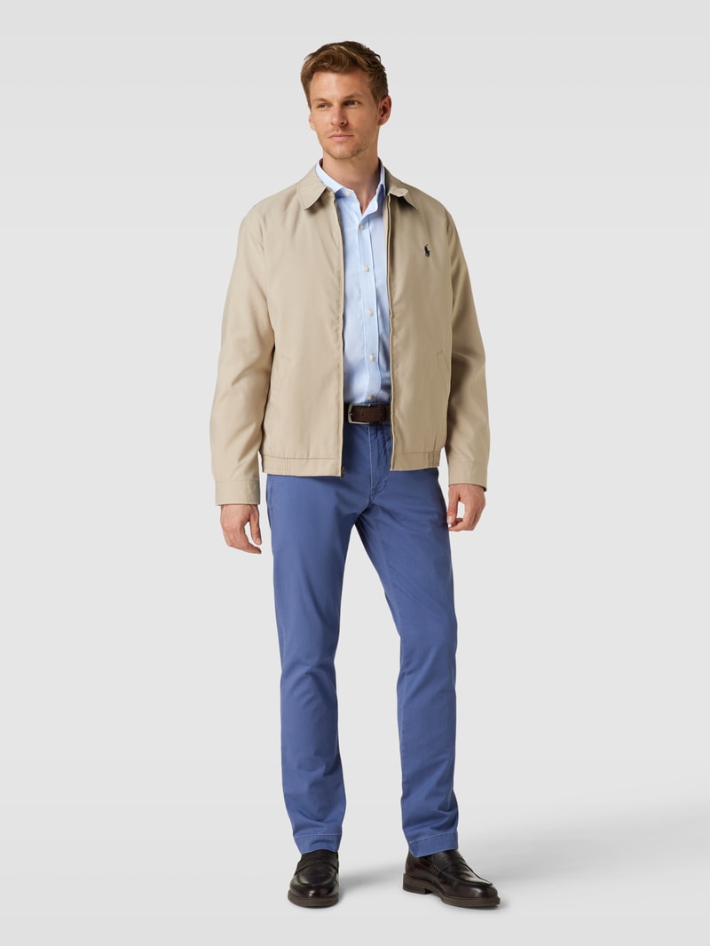 Slim Fit Business-Hemd mit Label-Stitching in bleu