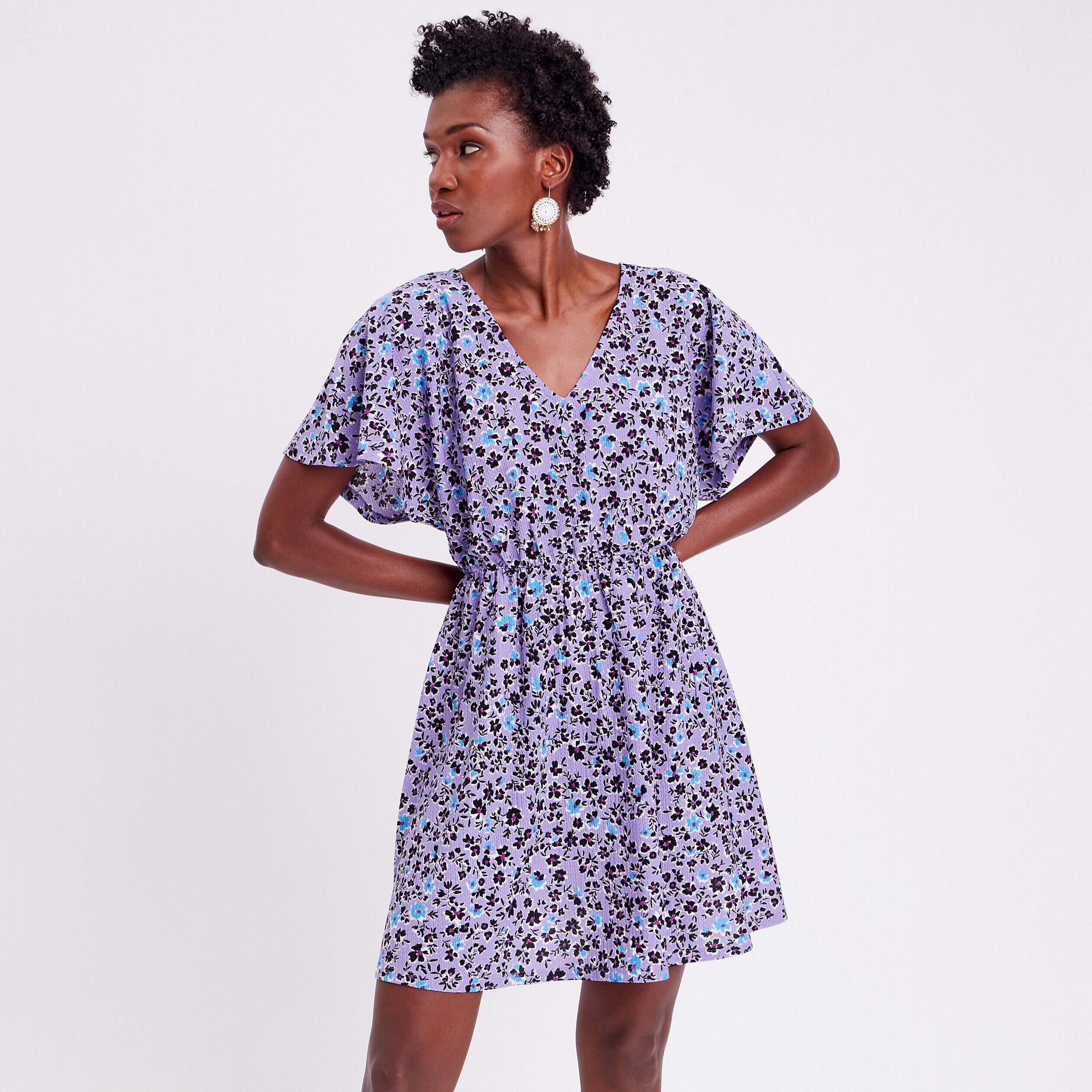 Robe évasée col en V parme femme | Cache Cache
