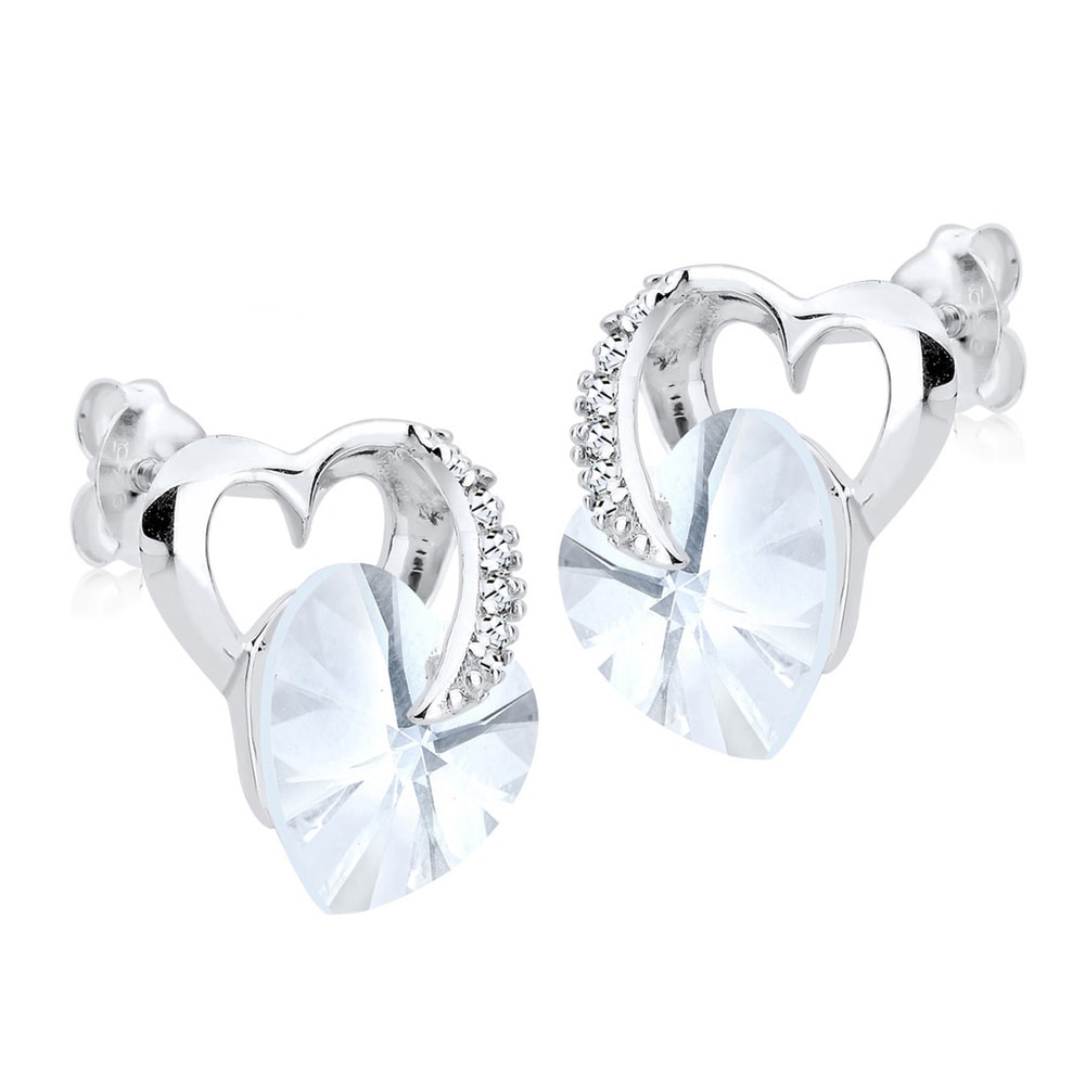 Elli Elli Boucles d'Oreilles Herz Liebe Kristalle 925 Silber Honey Boucles d'oreilles