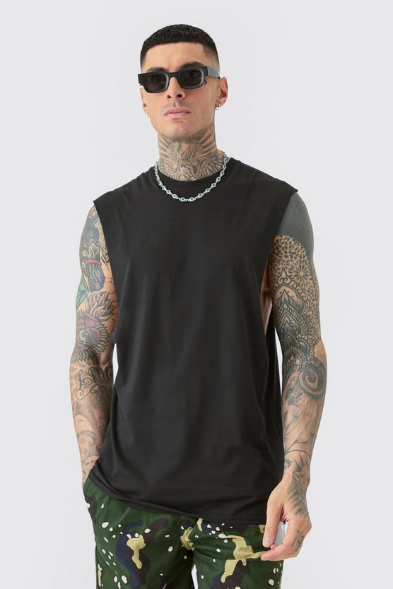 Tall Varsity San Diego Backprint Tank In Black