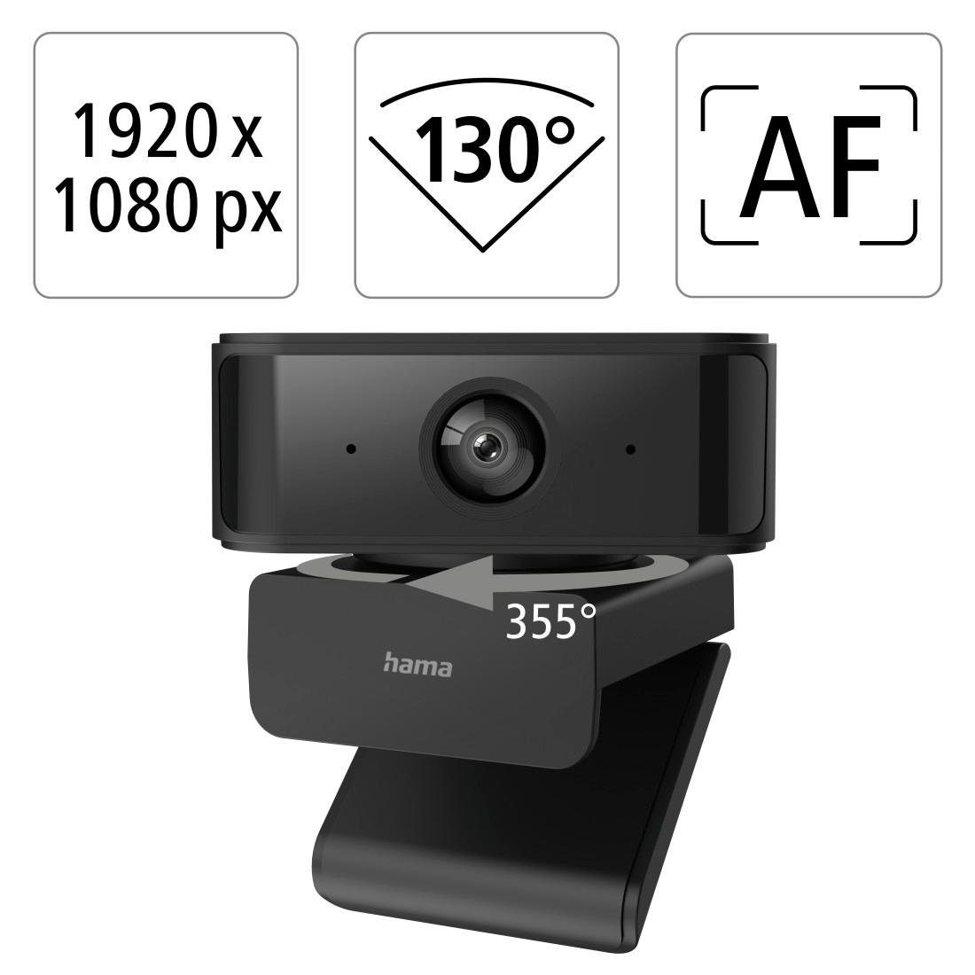 Hama Full HD Streaming Webcam-Face Tracking-Mikrofon-Rauschunterdrückung Webcam (Zusatzfunktionen: 1/4 Zoll-Gewinde, Autom. Belichtungsanpassung)