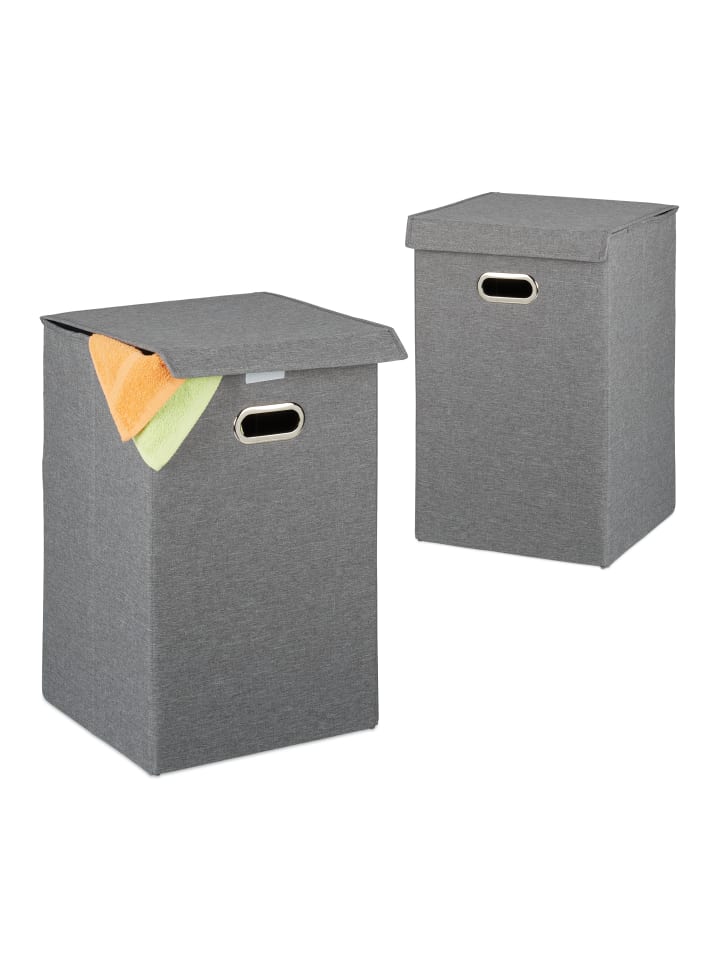 relaxdays 2x Wäschekorb in Grau - 62 l günstig kaufen onesize