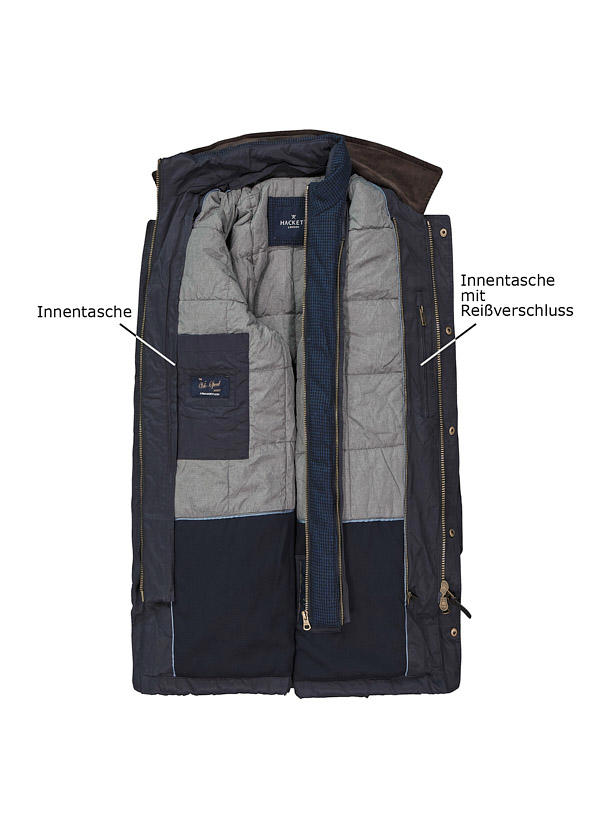 HACKETT, Fieldjacket, Baumwolle wattiert, nachtblau
