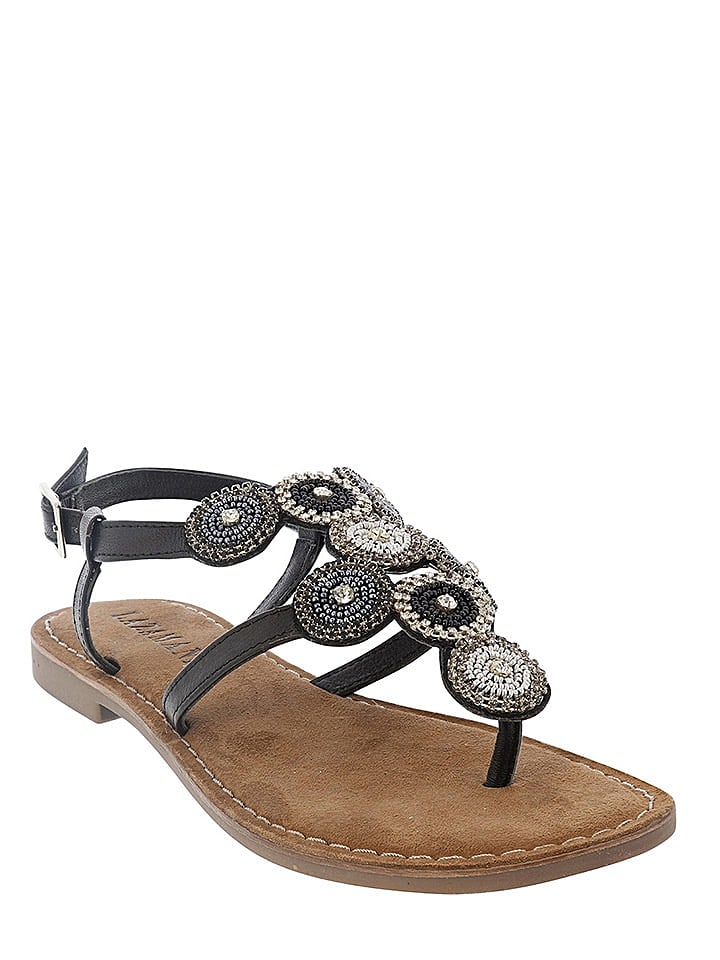 Lazamani Leder-Sandalen in Schwarz günstig kaufen 40