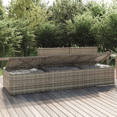 vidaXL Loungesofa 3-tlg. Garten-Lounge-Set mit Kissen Grau Poly Rattan, 1 Teile
