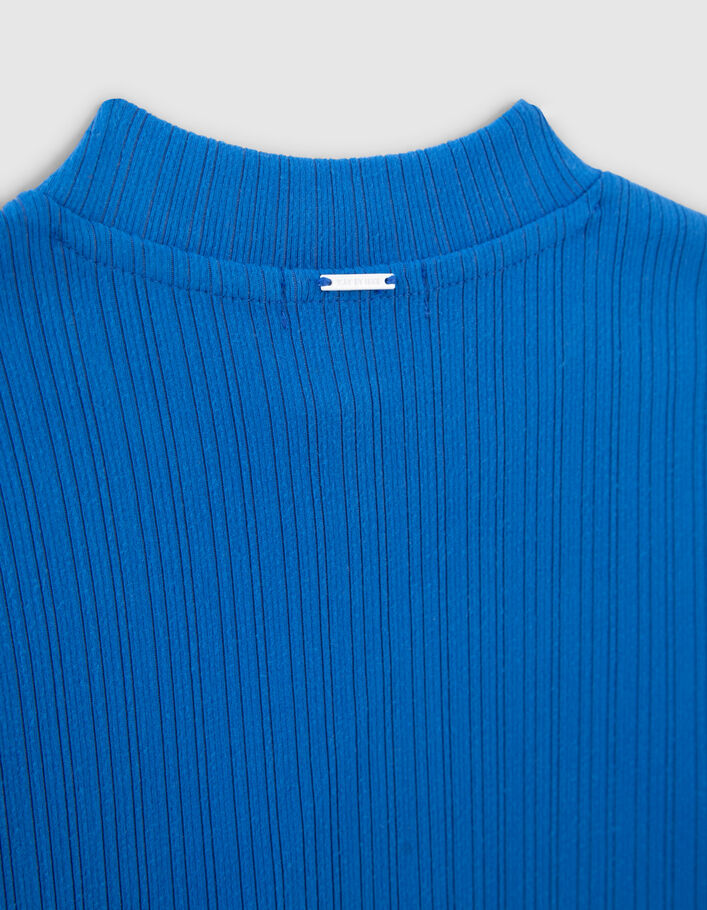 T-shirt bleu côtelé zippé fille