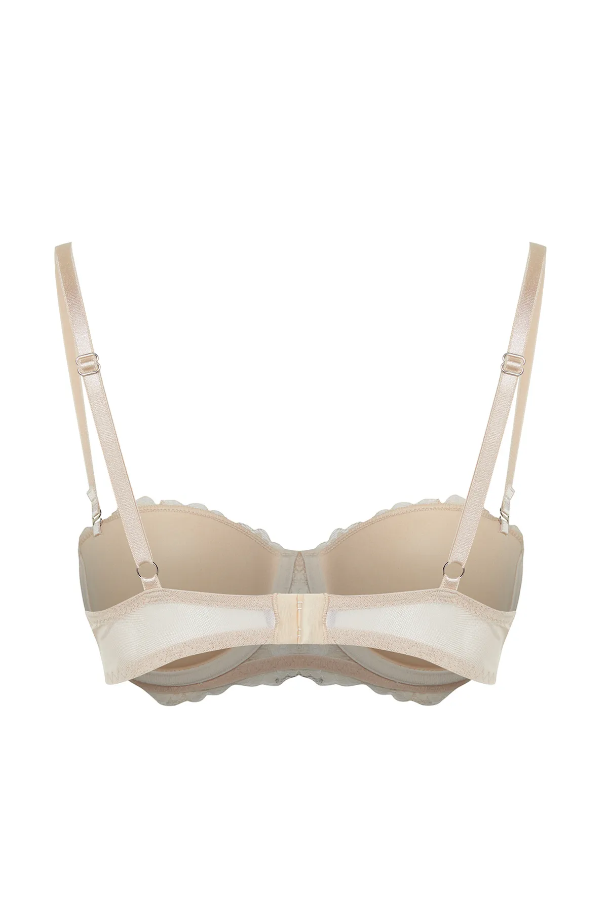 Trendyol Collection  Hautfarbener Push-Up-BH mit Spitzenträgern und String-Trägern THMSS24SU00021