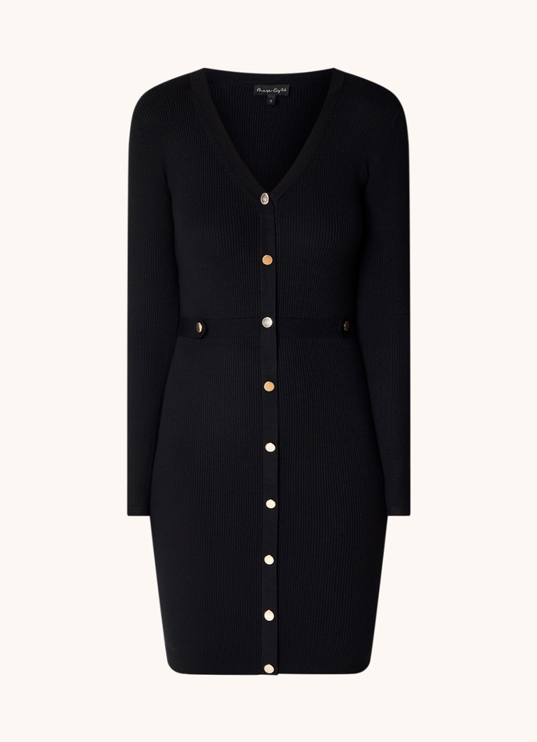 Rochie mini Phase Eight Kinza cu nervuri și detaliu cu nasturi