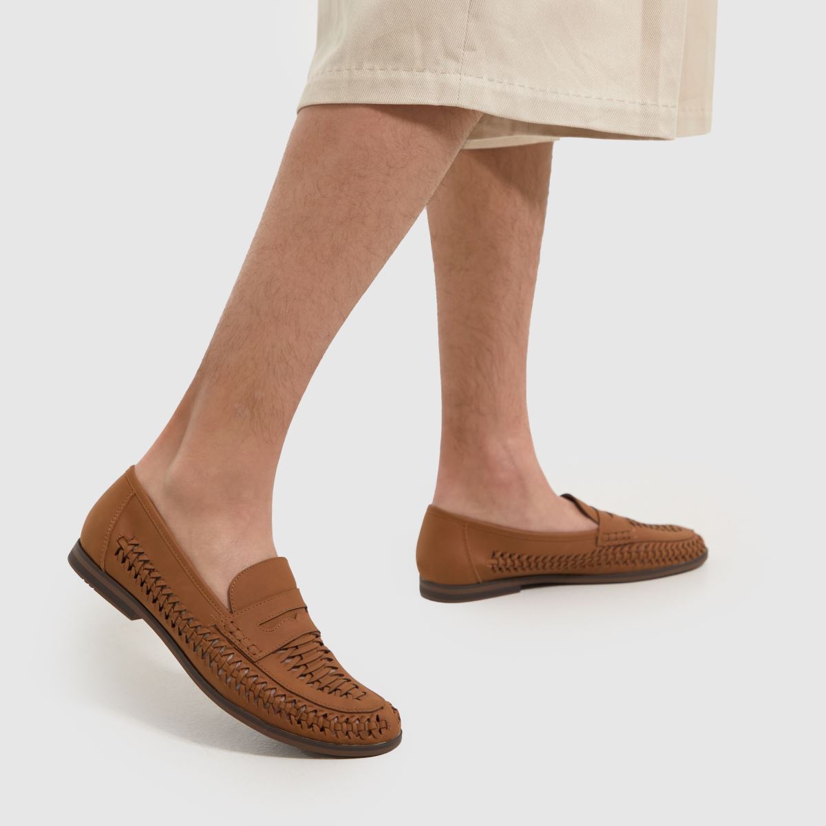 Schuh Reem szőtt mokaszin cipő barna színben