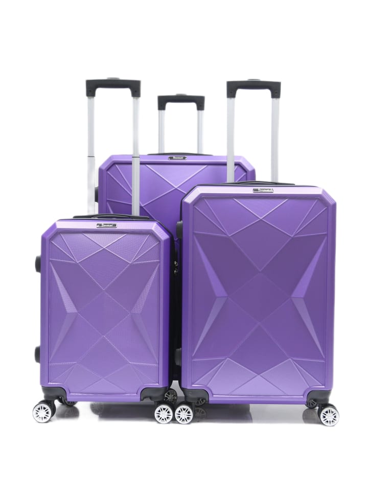 Cheffinger Reisekoffer ABS-03 Koffer 3-teilig Hartschale Trolley Set Kofferset Ha in Lila günstig kaufen onesize