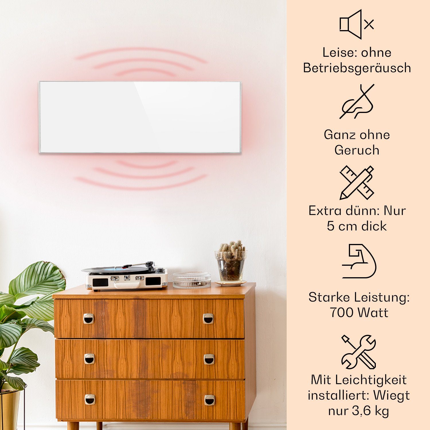Klarstein Heizkörper Wonderwall Smart 300, elektrische Infrarot Wandheizung Thermostat Bild Heizung elektrisch