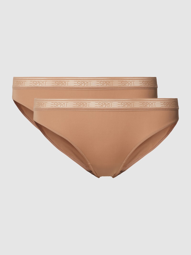 Slip mit elastischem Logo-Bund Modell 'MICRO' in beige