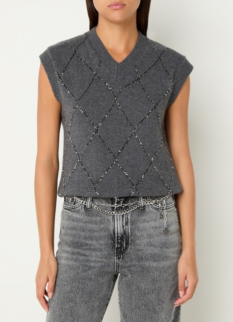 Gilet senza maniche Maje in pregiata maglia di misto lana con paillettes