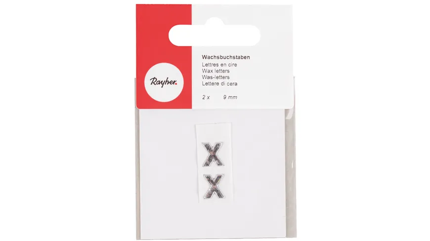 Rayher Wachsbuchstaben -X- silber 9mm 2Stück
