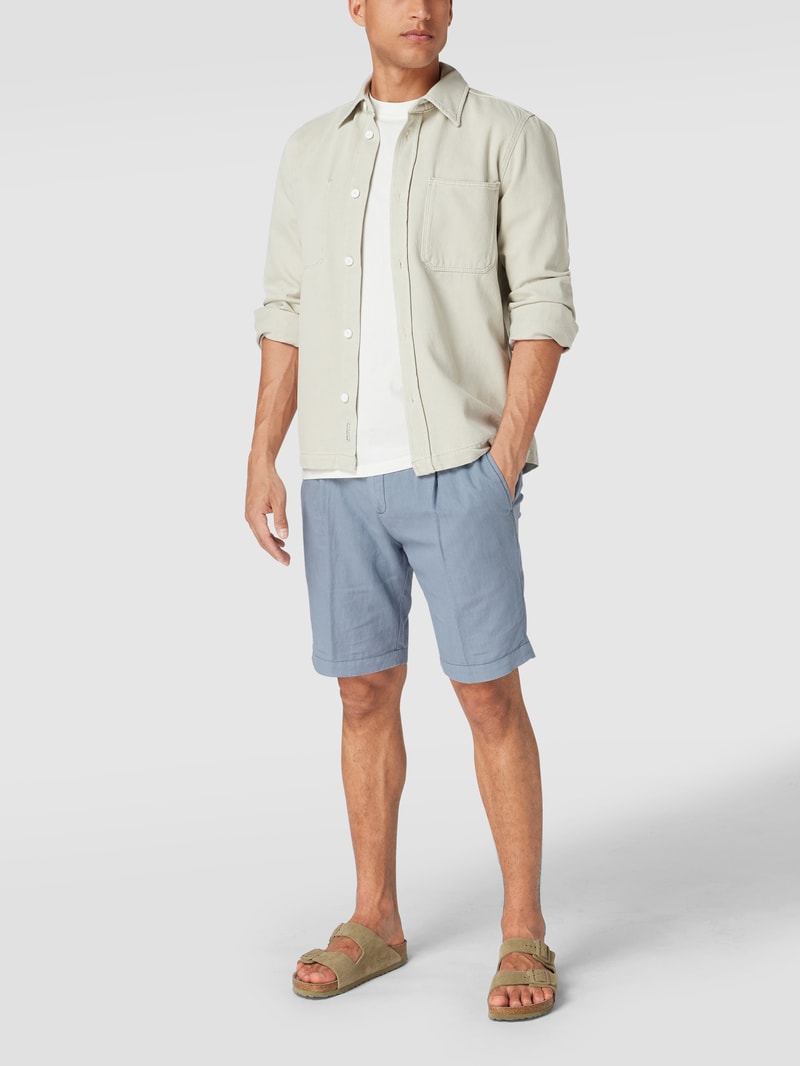 Bermudas aus Leinen-Mix in jeans