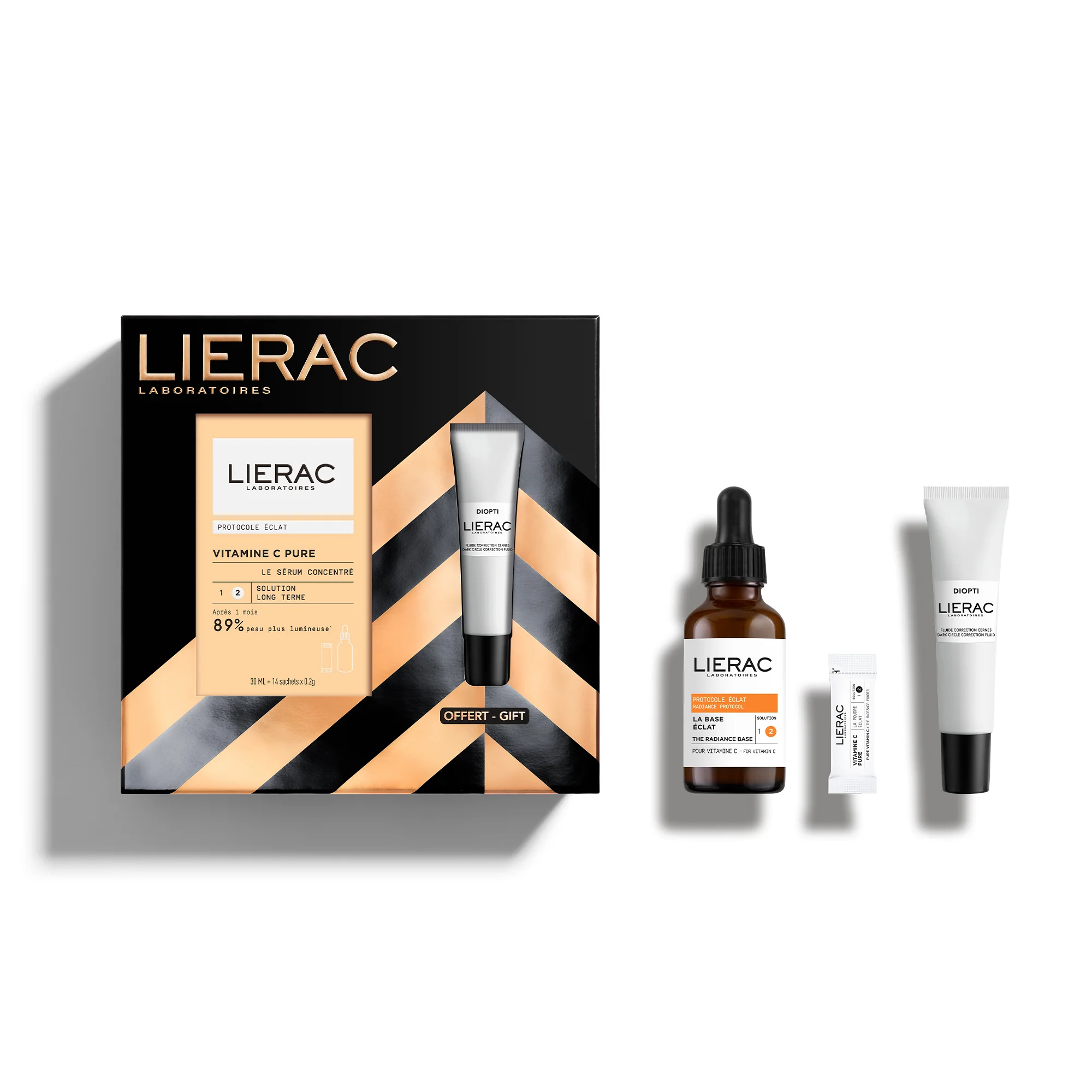Diopti božićni poklon set Koncentrirani vitamin C + Diopti poklon set protiv bora - posvjetljujući, posvjetljujući serum za lice