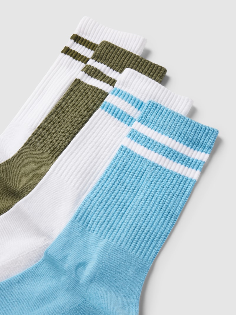 Socken mit Kontraststreifen im 4er-Pack in hellblau