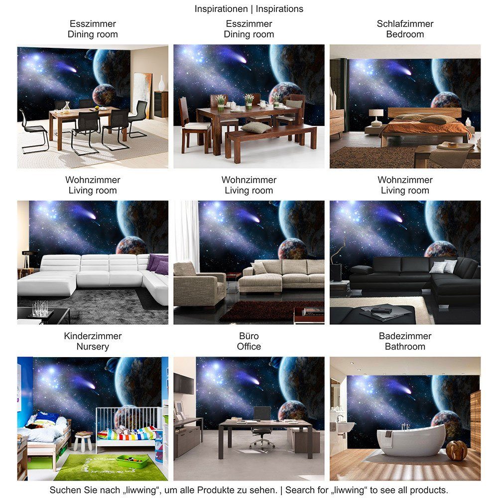 liwwing Fototapete Fototapete Erde Weltraum Planet Meteoriten Blau liwwing no. 232, Welt
