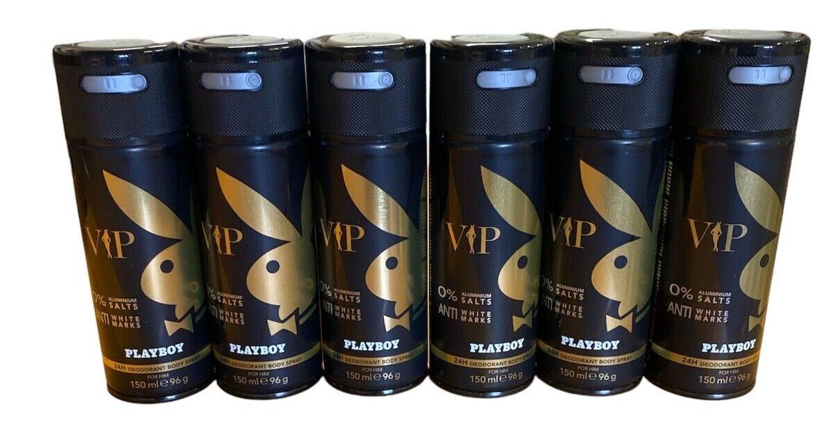 PLAYBOY Deo-Spray 6x Playboy VIP Deo Body Spray FOR HIM 24h Deodorant, 6-tlg.