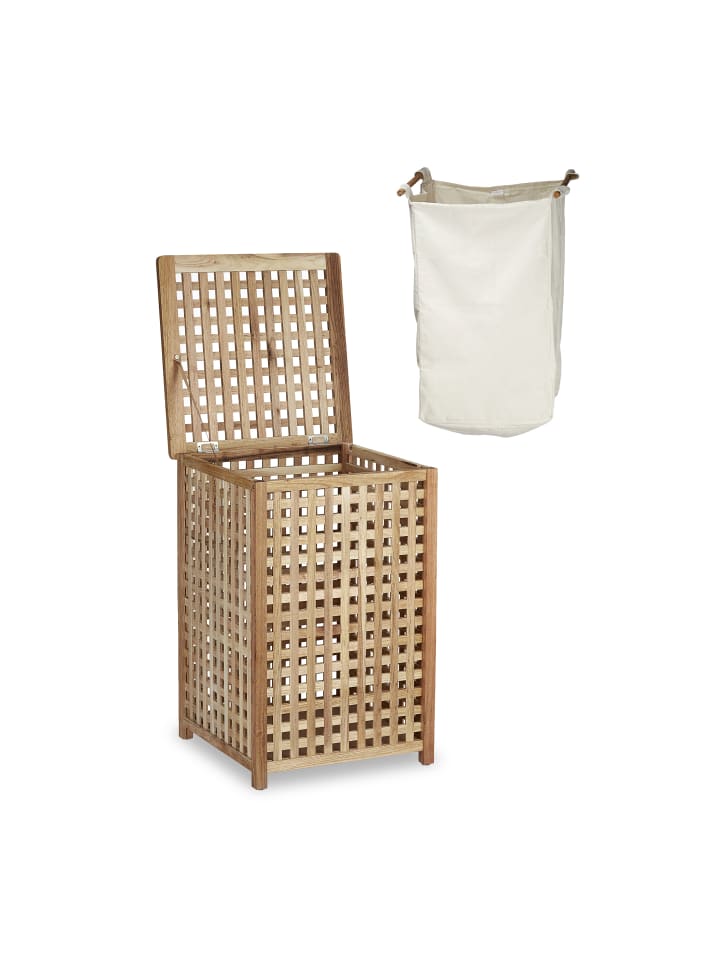 relaxdays Wäschesammler in Natur - (B)46 x (H)67,5 x (T)46 cm günstig kaufen onesize