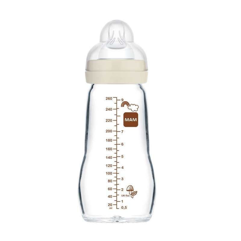 Biberon en verre 260 ml beige MAM