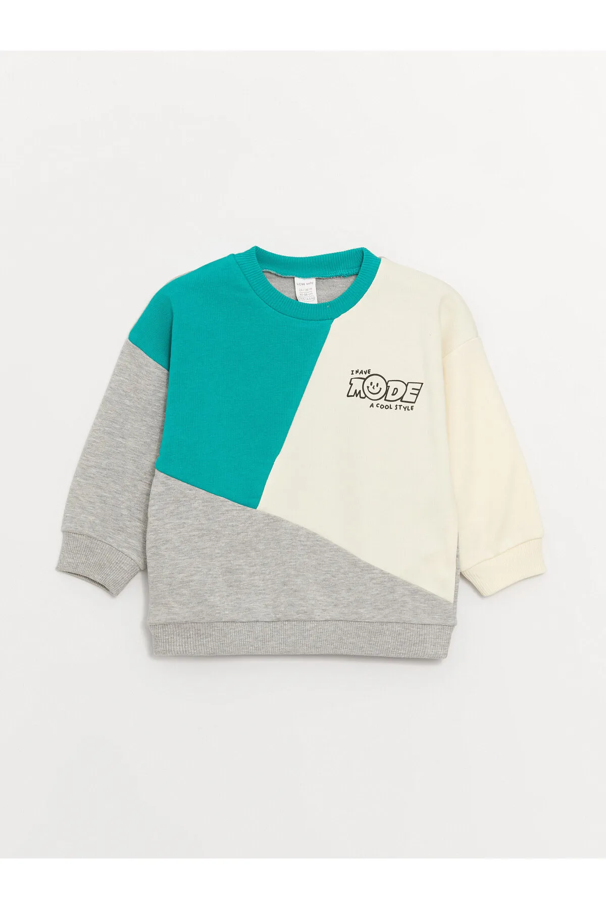 LC Waikiki  2er-Set aus Sweatshirt und Jogginghose für Babys mit Rundhalsausschnitt, langen Ärmeln und Farbblockdesign