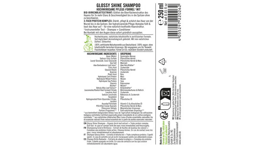 SANTE GLOSSY SHINE Shampoo 250 ml