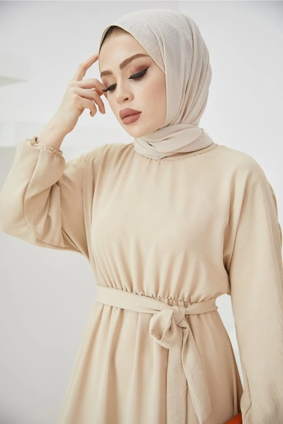 benguen  424-1aerobin Hijab-Kleid Stein