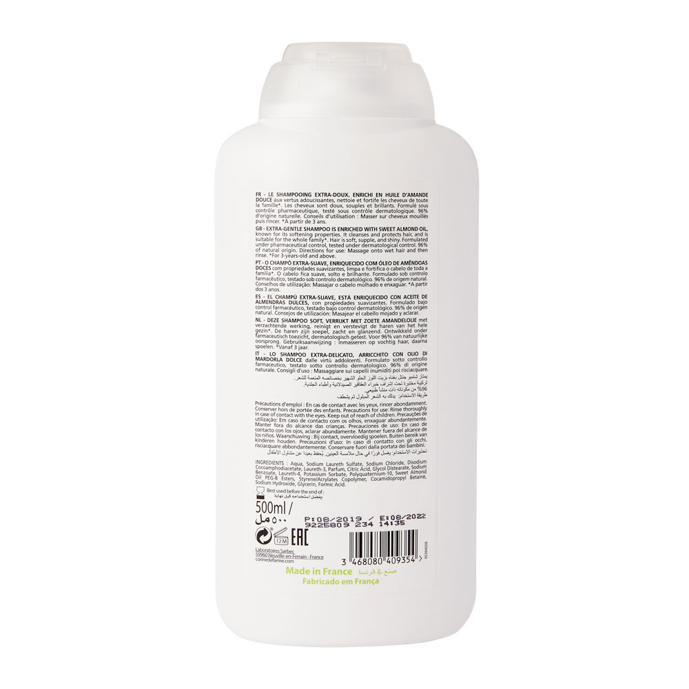 corine de farme Shampooing extra doux à l'huile d'Amande douce Capillaires