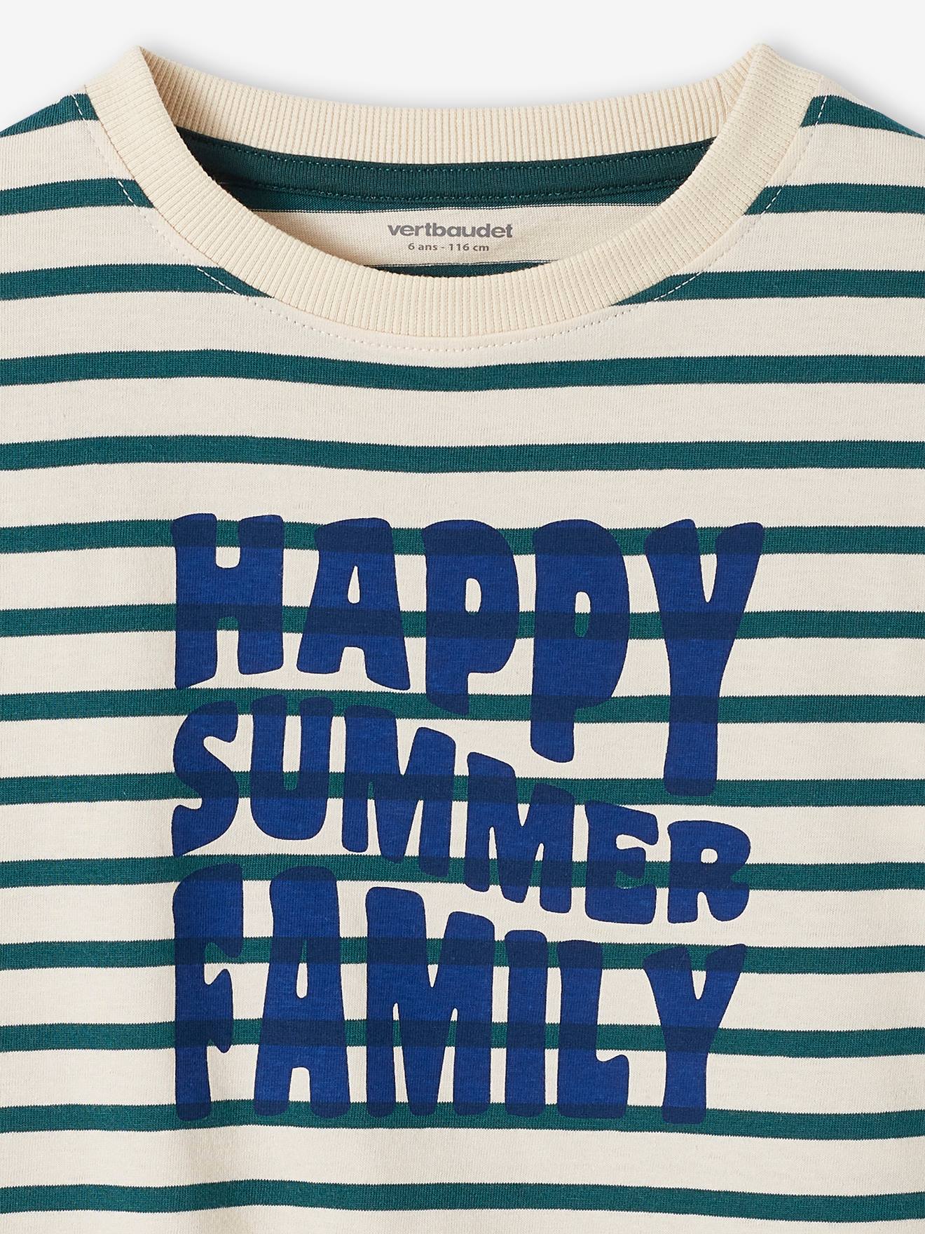 T-shirt mixte enfant capsule famille marin rayé vert