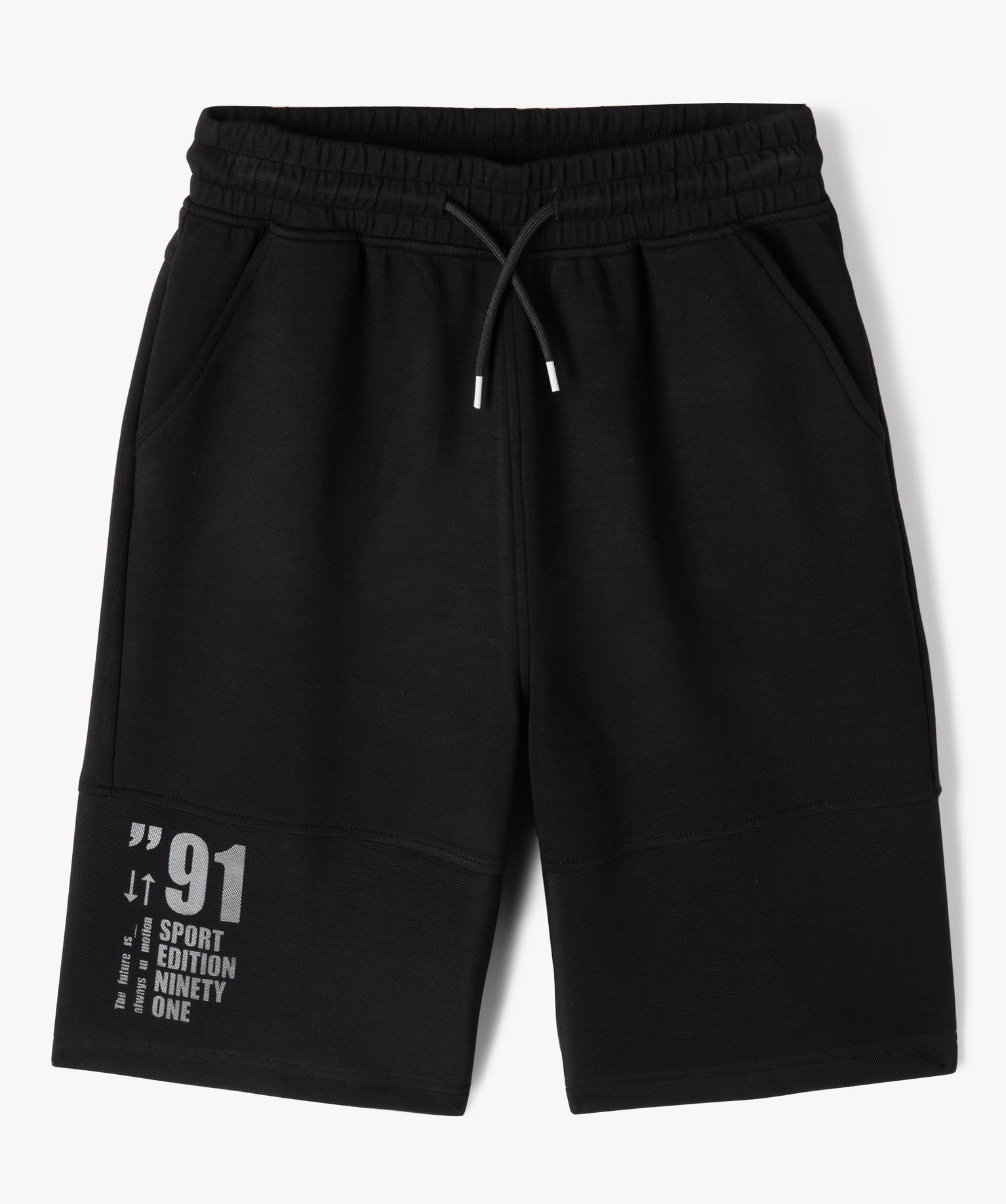 Bermuda de sport bi-matières avec ceinture élastique Garçon noir | GEMO