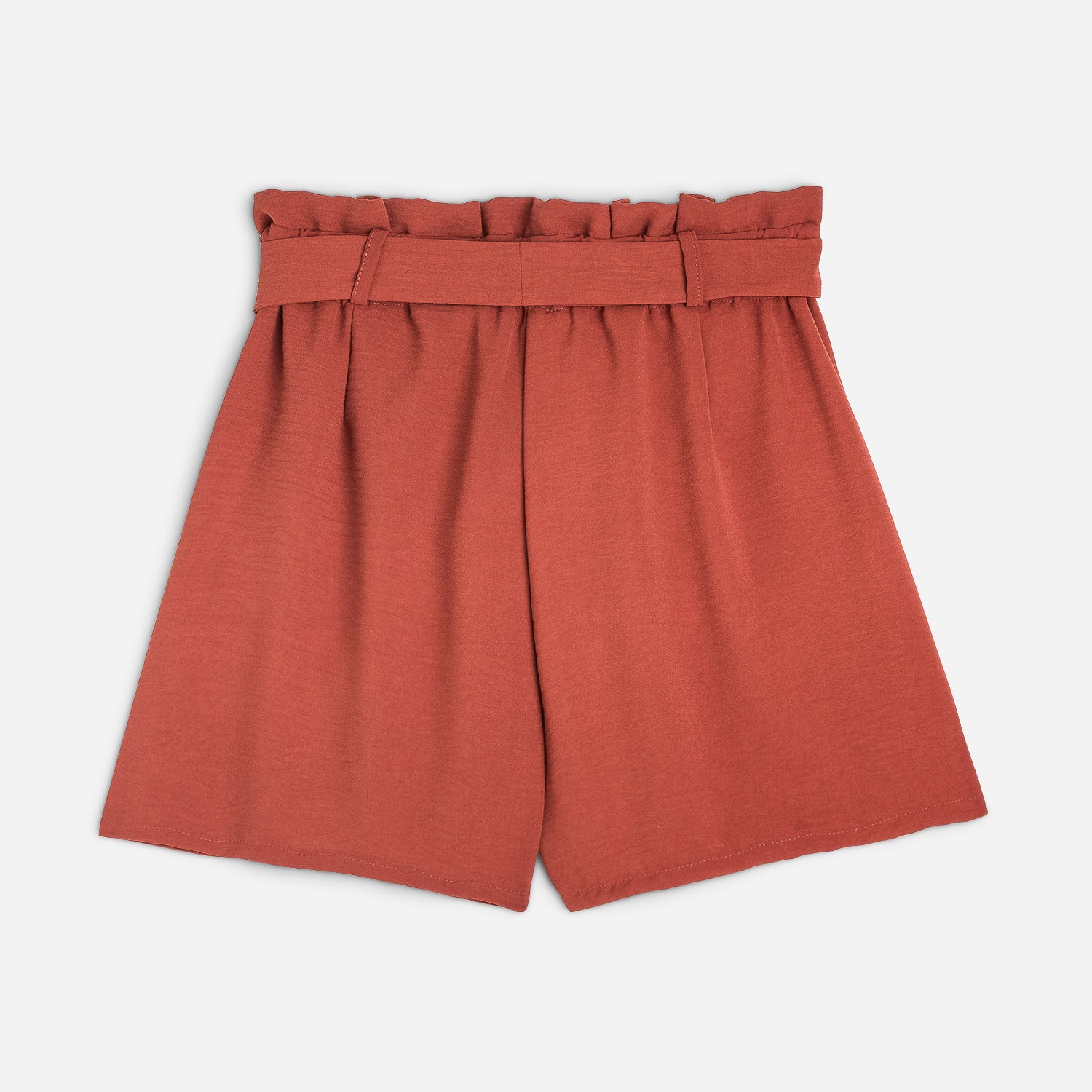Short TEXTO rouille fluide ceinturé