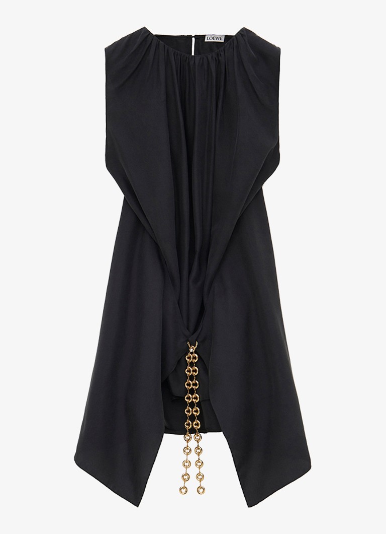 LOEWE Sleeveless silk top with detachable chain detail