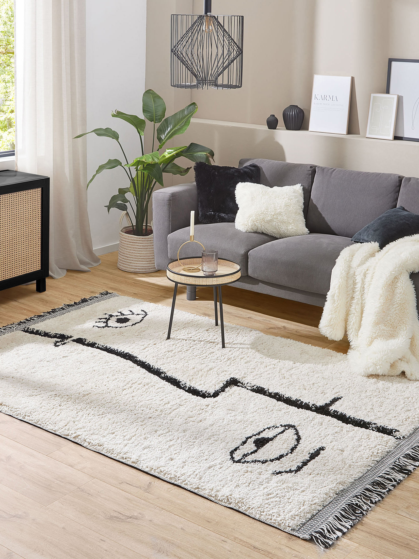Duality Moderner Teppich, Creme