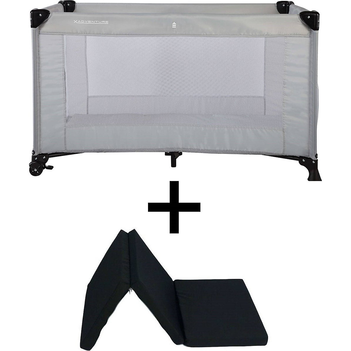 Reisebett X Adventure Campingbett / Reisebett Set Luxury inkl. Transporttasche und Matratze - 120 x 60 cm - Grau