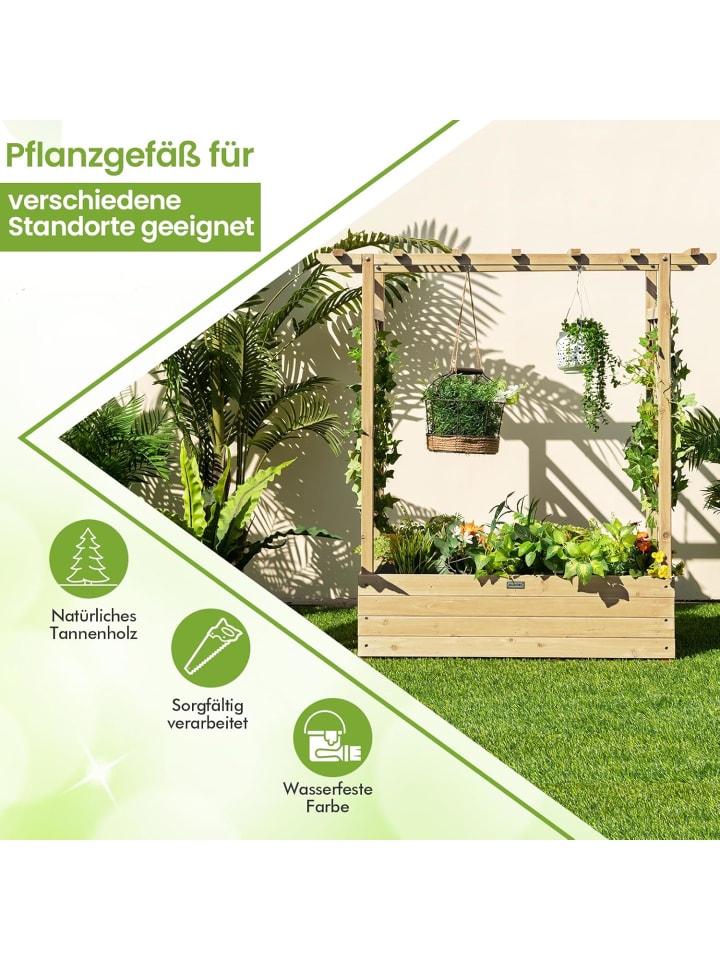 COSTWAY Blumenkasten-Pflanzleiter in Hellbraun günstig kaufen onesize