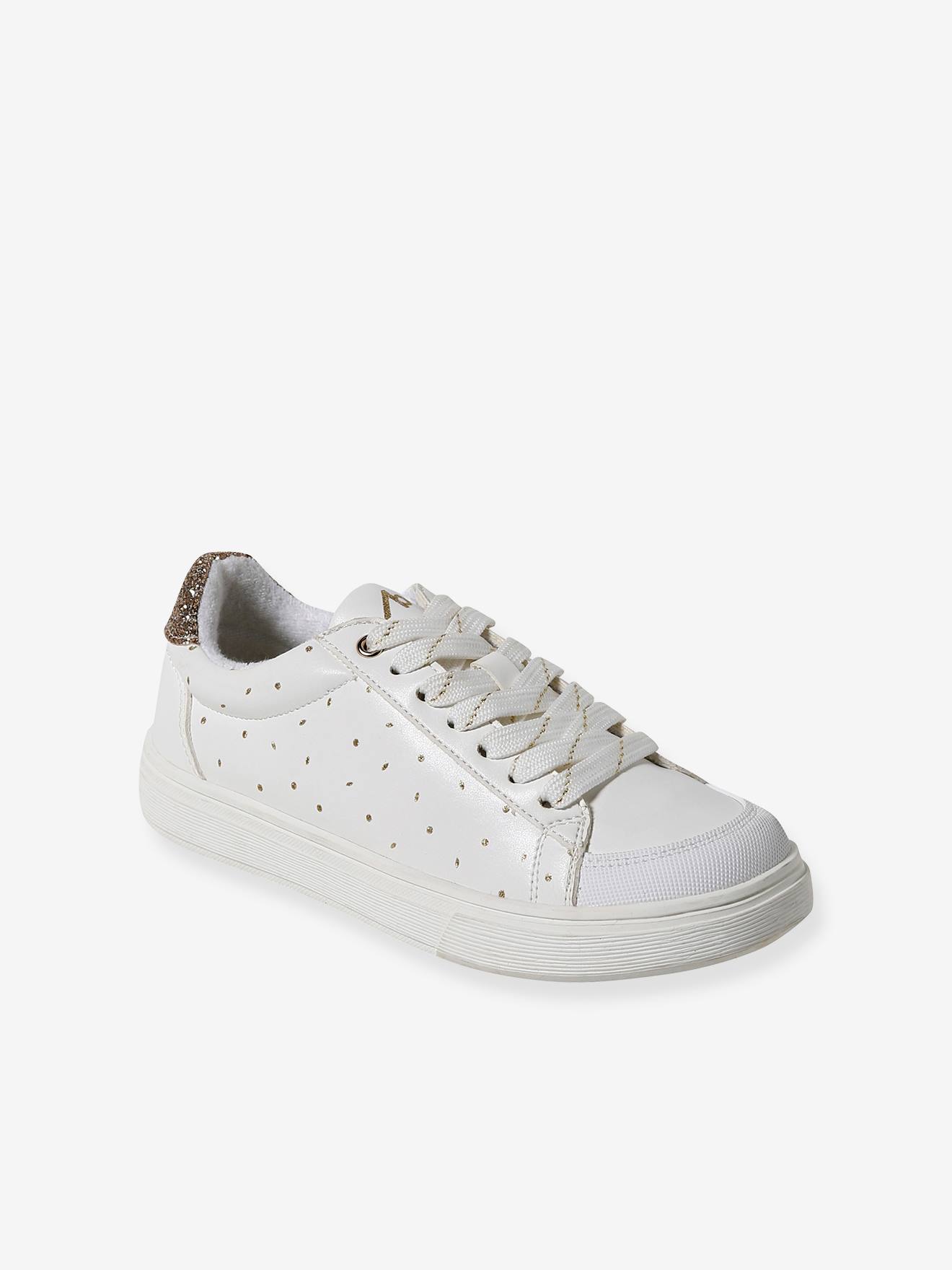 Vertbaudet Kinder Sneakers mit Gold-Details - weiß bedruckt