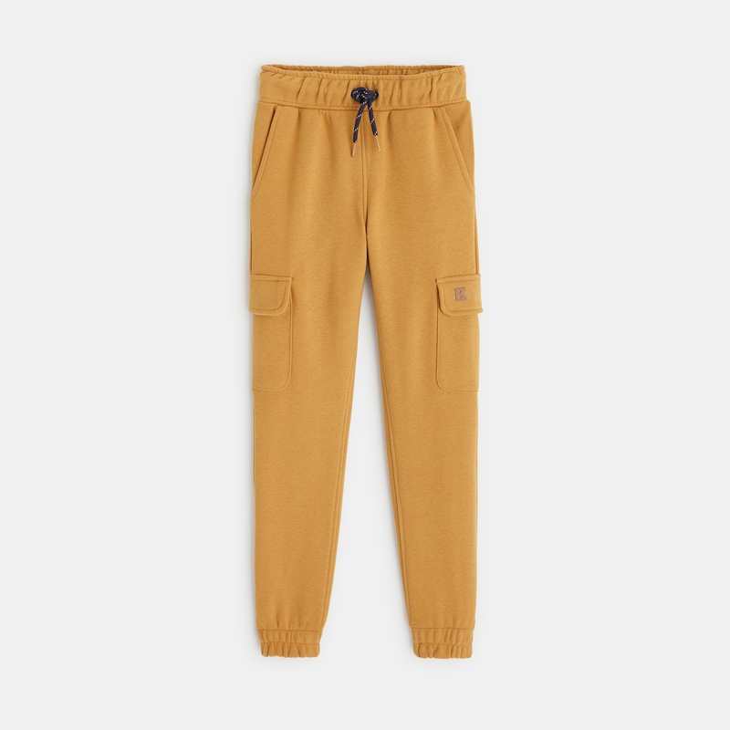 Jogging uni à poches cargo marron garçon