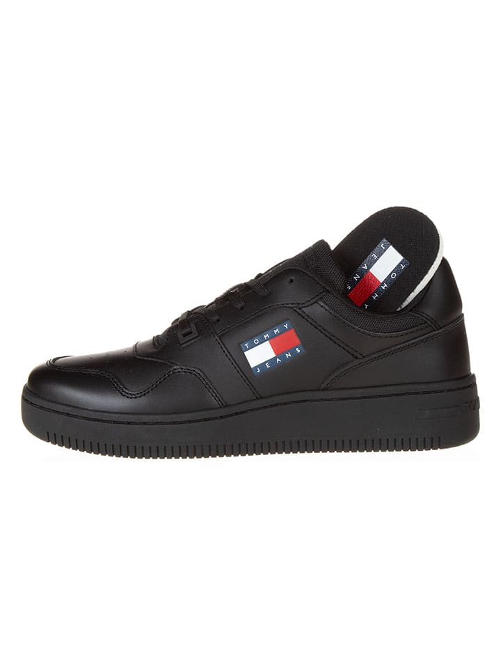 Tommy Hilfiger Shoes Leder-Sneakers in Schwarz günstig kaufen