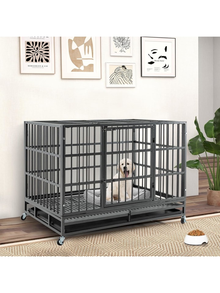 COSTWAY Hundekäfig faltbar 120x76x90cm in Schwarz günstig kaufen onesize