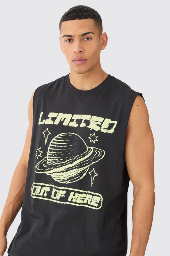 Oversize Tanktop mit Planet-Print