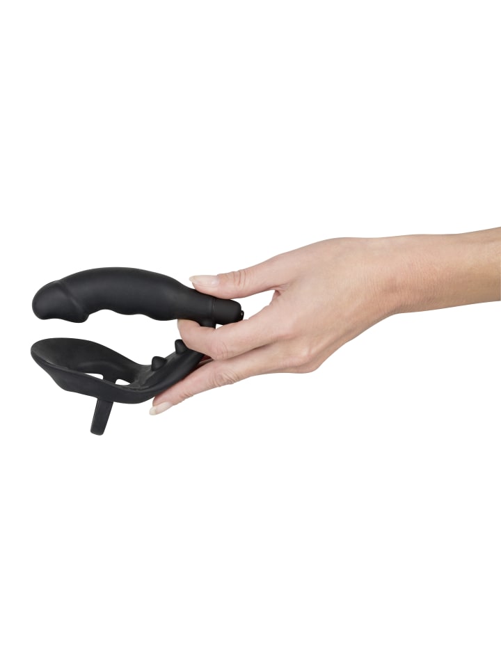 Black Velvets Penisring mit Plug mit Vibration Ring & Vibro Plug in schwarz günstig kaufen 11,3 cm