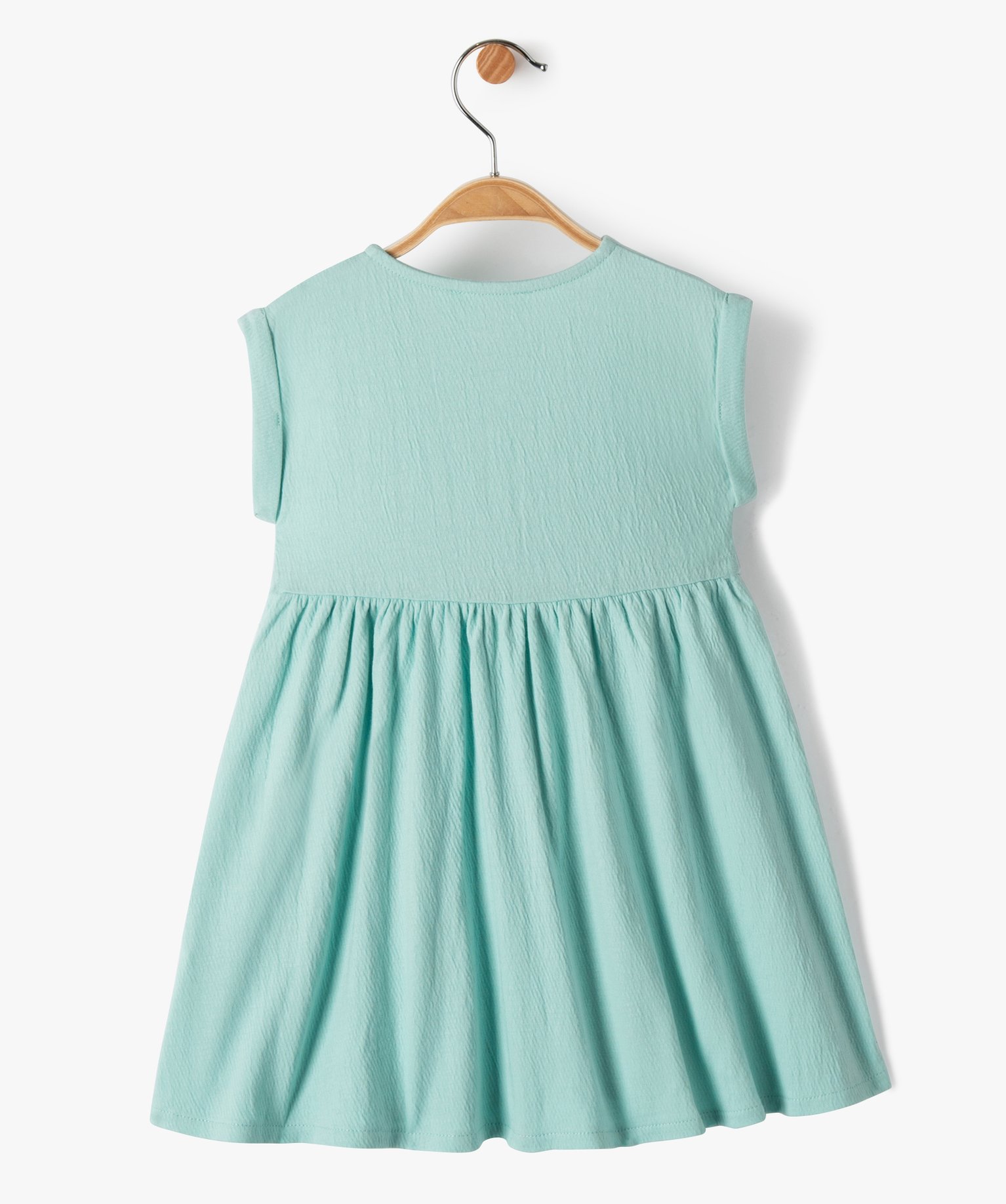 Robe bébé fille avec haut boutonné et jupe large vert clair | GEMO