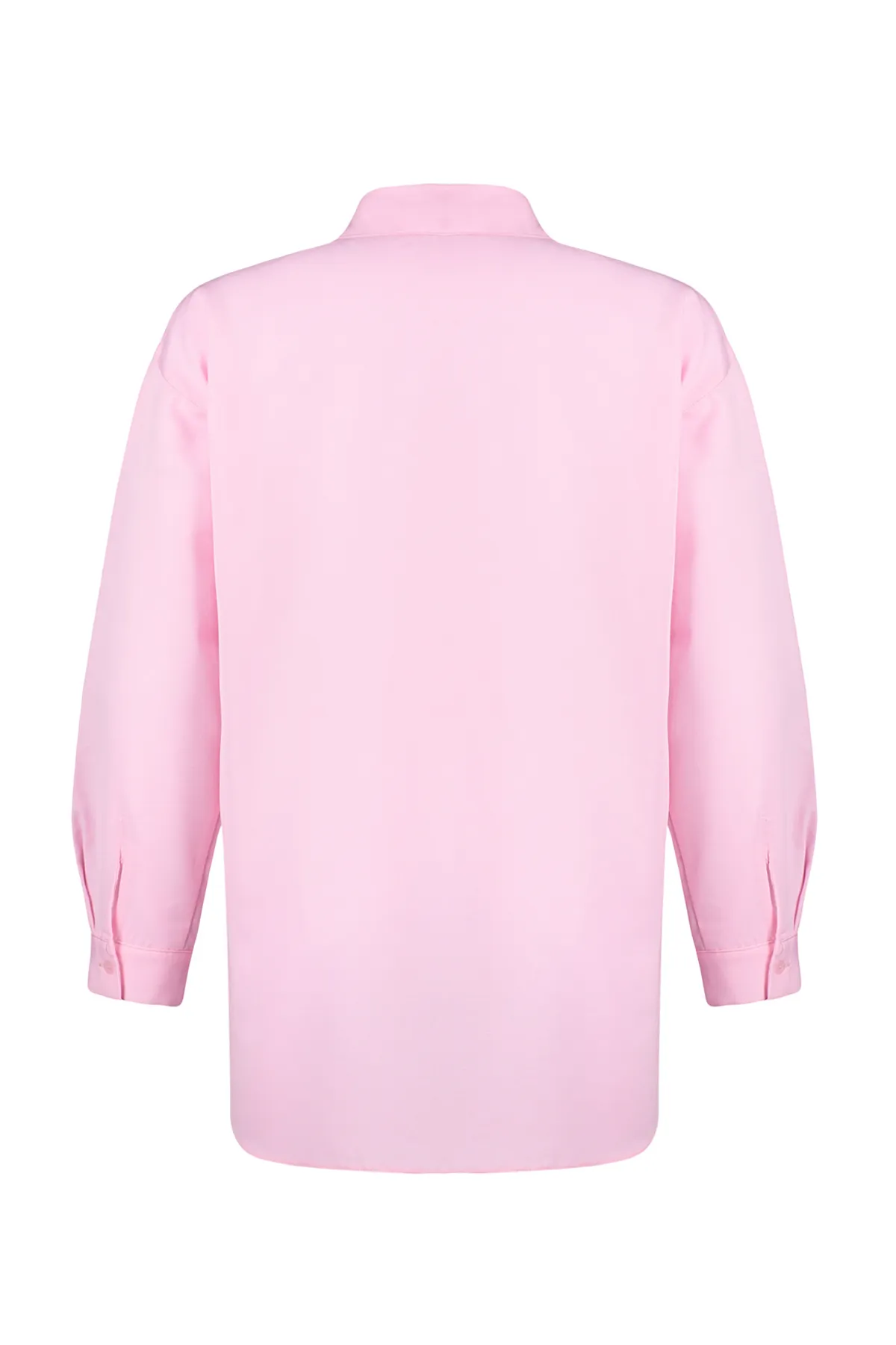 Trendyol Modest  Rosa Hemd aus gewebter Baumwolle mit Perlendetail TCTSS24TG00032
