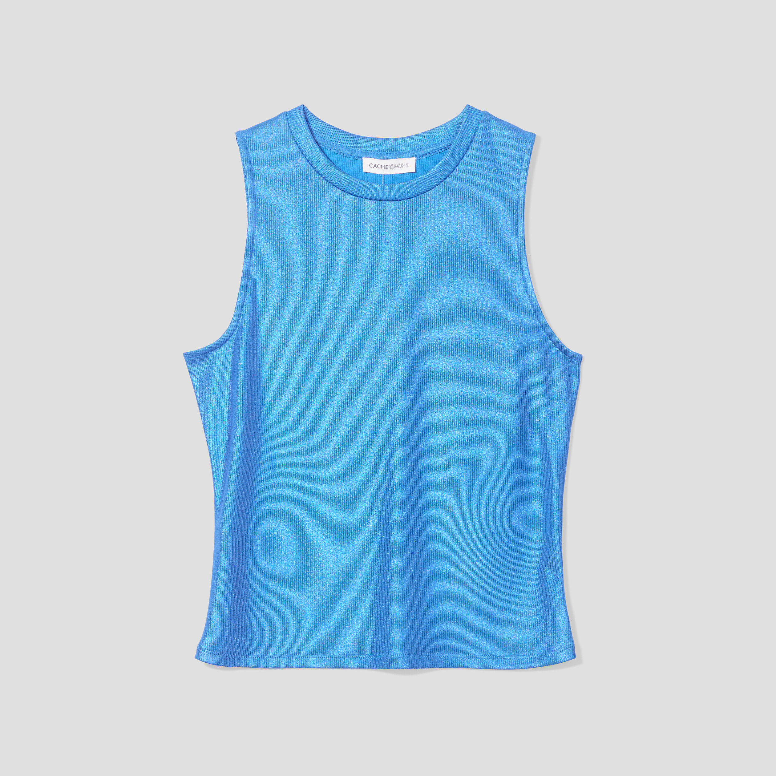 Débardeur cropped côtelé bleu femme | Cache Cache