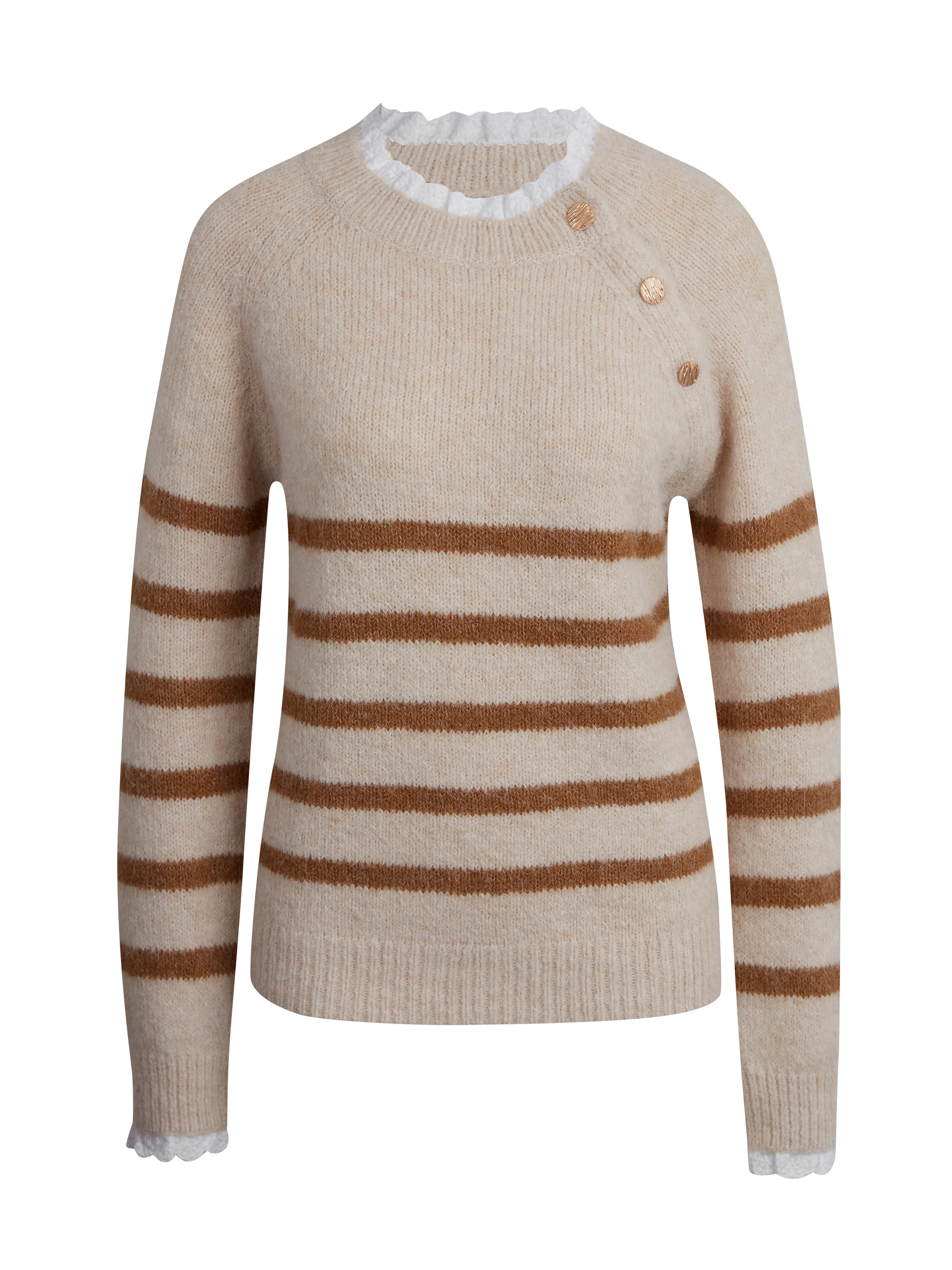 Beige gestreifter Damenpullover ORSAY