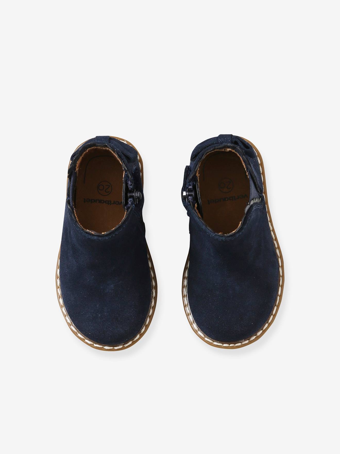 Boots cuir bébé fille élastiqués bleu marine